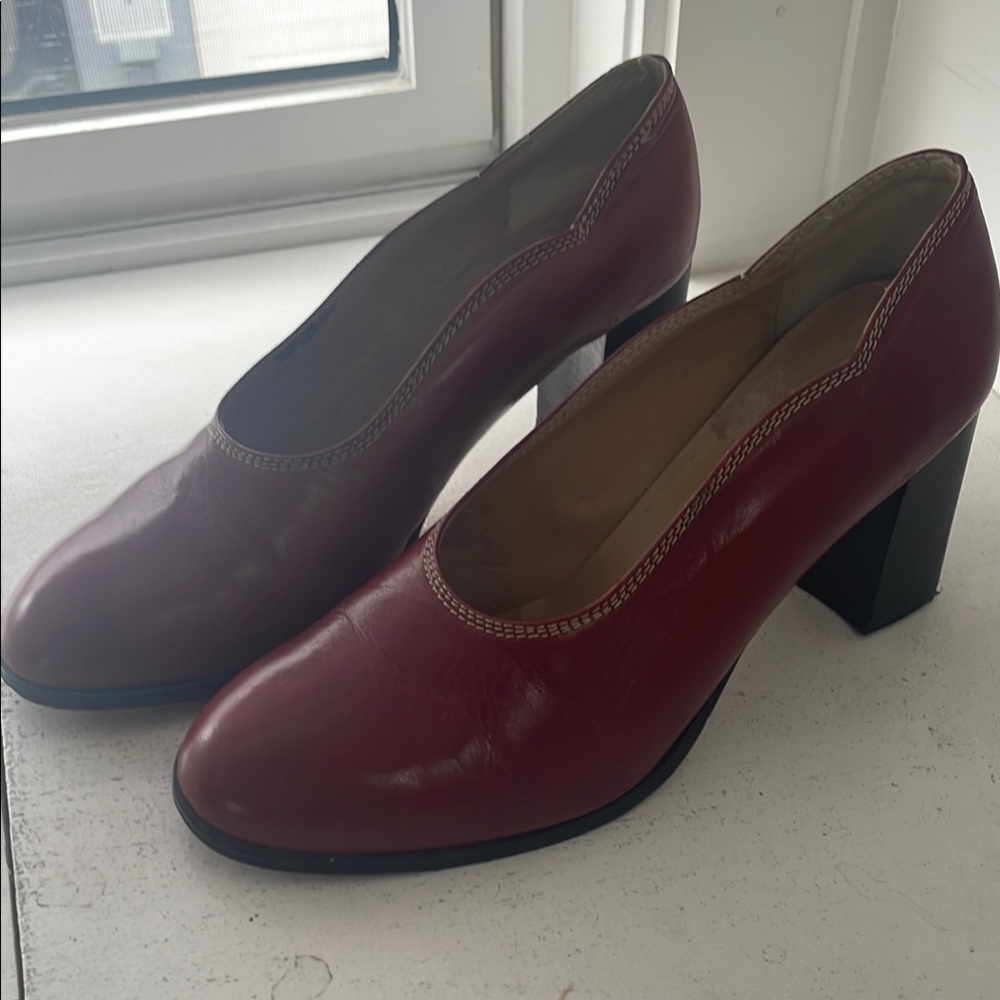 BCBGMaxAzria Burgundy Leather Heels
